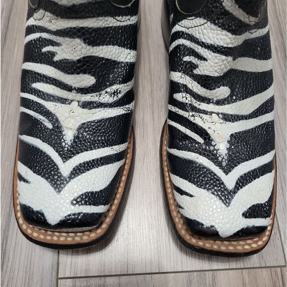 Nocona ladies safari rancher boots white tiger ray foot sz 5 can fit 5 1/2 - Picture 7 of 17